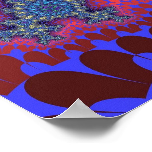 Farbenfroh rosa und hellblaues Fraktal Poster (Ecke)