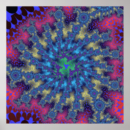 Farbenfroh rosa und hellblaues Fraktal Poster
