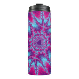 Farbenfroh rosa und hellblaues Fraktal Thermosbecher