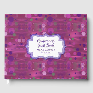 Farbenfroh rosa und Lila Confetti Quinceañera Gästebuch