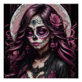 Farbenfroh rosa Zucker Schädel p3 Glossy Poster (Vorderseite)