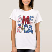 Farbenfroh Rot, Weiß und Blau Patriotisches Amerik T-Shirt (Vorderseite)