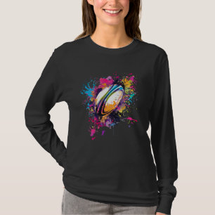 Farbenfroh Rugby Ball Splash Art Rugby Lover T-Shirt
