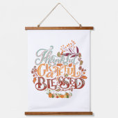 farbenfroh rustikal dankbar, gesegnet wandteppich mit holzrahmen (Vorderseite)