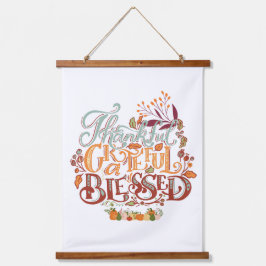 farbenfroh rustikal dankbar, gesegnet wandteppich mit holzrahmen