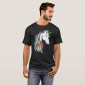 Farbenfroh schöner Regenbogen Einhornkopf Flownbah T-Shirt (Vorne ganz)
