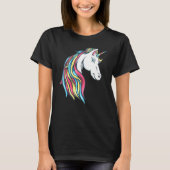 Farbenfroh schöner Regenbogen Einhornkopf Flownbah T-Shirt (Vorderseite)