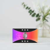 Farbenfroh Schwarz mit Silberdekor-Juwelen und Fot Visitenkarte (Stehend Vorderseite)