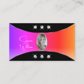 Farbenfroh Schwarz mit Silberdekor-Juwelen und Fot Visitenkarte (Vorderseite)