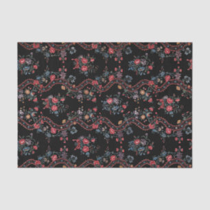 Farbenfroh Schwarzer Boho Floral Seidenpapier