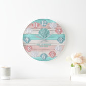 Farbenfroh Seashell und Beach Wood nautic  Große Wanduhr (Zuhause)