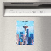 farbenfroh Seattle Washington City Magnet (In Situ (Geschirrspüler))