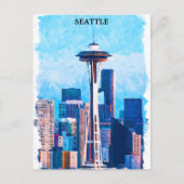 farbenfroh Seattle Washington City Postkarte (Vorderseite)