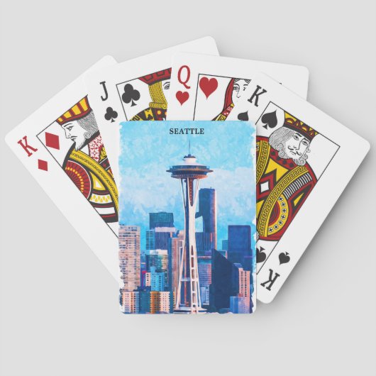 farbenfroh Seattle Washington City Spielkarten (Rückseite)