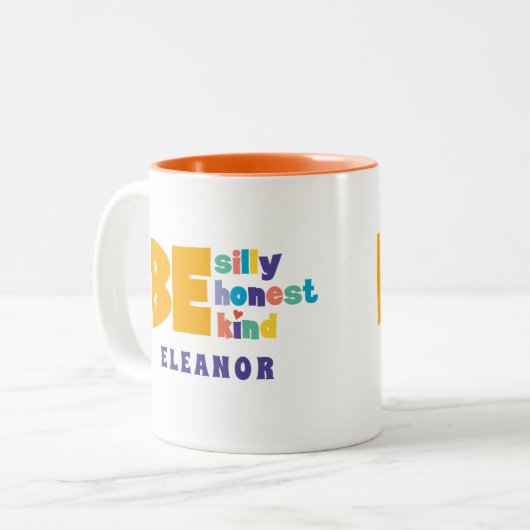 Farbenfroh sein Albern ehrlich liebe Inspiration Zweifarbige Tasse (Vorderseite Links)