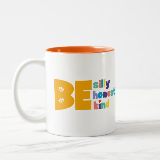 Farbenfroh sein Albern ehrlich liebe Inspiration Zweifarbige Tasse (Links)