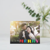 Farbenfroh so sehr froh | 2 Foto Weihnachten Postkarte (Stehend Vorderseite)