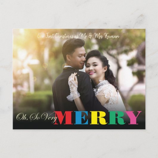 Farbenfroh so sehr froh | 2 Foto Weihnachten Postkarte (Vorderseite)