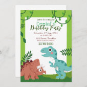 Farbenfroh spielerisch Childish Dinosaurier Geburt Einladung (Vorne/Hinten)