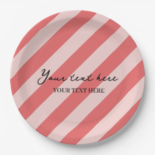 Farbenfroh Stilvolles Minimalistisches Rosa Streif Pappteller