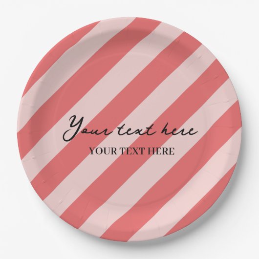 Farbenfroh Stilvolles Minimalistisches Rosa Streif Pappteller (Vorderseite)