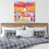 Farbenfroh, südwestlicher Adobe Leinwanddruck (Insitu (Schlafzimmer))