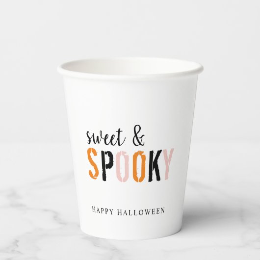 Farbenfroh süß und lecker | Frohe Halloween Pappbecher (Rückseite)