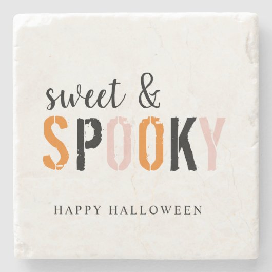 Farbenfroh süß und lecker | Frohe Halloween Steinuntersetzer (Vorderseite)
