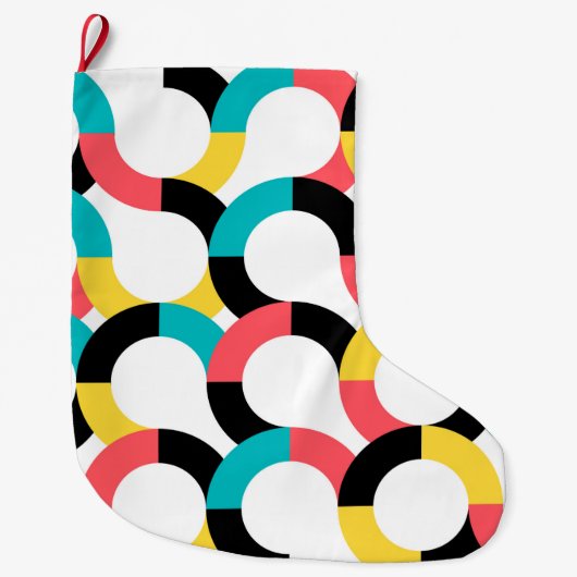 Farbenfroh, trendig, fröhlich, lustig, modern geom großer weihnachtsstrumpf (Vorderseite)