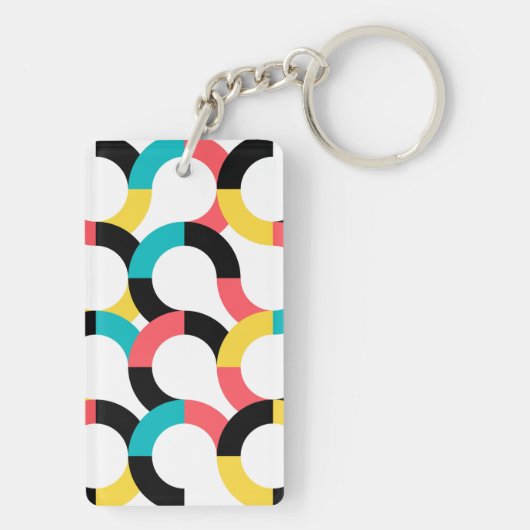 Farbenfroh, trendig, fröhlich, lustig, modern geom schlüsselanhänger (Rückseite)