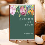 farbenfroh tropisch | Grüne Karten und Geschenke n Poster<br><div class="desc">Diese farbenfrohe tropische | Green Cards und Geschenke angepasstes Poster ist perfekt für Ihr modernes boho Ziel grün, lila, peach Hochzeit. Das Design besticht durch ein elegantes Bouquet mit klassischen Aquarelltönen und Blume, darunter ein schlängelgrüner Eukalyptus, Lila und rote Protea, ein rot-rosa Hibiskus, ein orangefarbener und blauer Paradiesvogel und ein...</div>