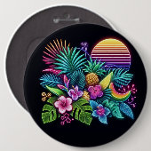 Farbenfroh, tropisch/hawaiisch button (Vorne & Hinten)