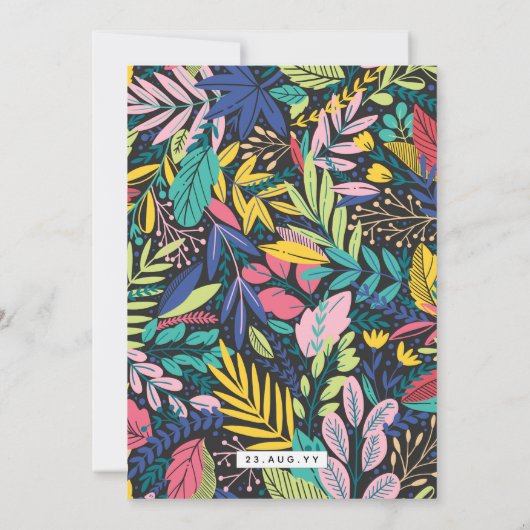 Farbenfroh 🌴 tropisch Save the Date 💍 (Rückseite)
