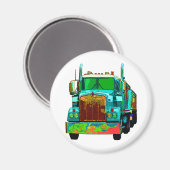 Farbenfroh Türkis Semi Truck Magnet (Vorderseite/Rückseite)