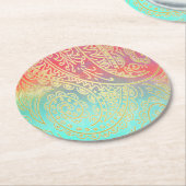 Farbenfroh und Gold Runder Pappuntersetzer (Angewinkelt)