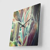 Farbenfroh und grün Watercolor Tropisch Quadratische Wanduhr (Winkel)