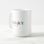 Farbenfroh und hell mit Familienname Kaffeetasse (Vorderseite Links)