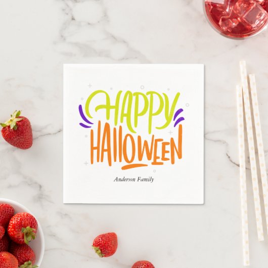 Farbenfroh und lustig "Happy Halloween" Serviette (Beispiel)