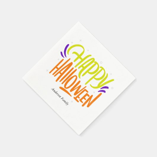 Farbenfroh und lustig "Happy Halloween" Serviette (Ecke)