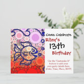 Farbenfroh unter dem Meer Blubbly Fish schwimmende Einladung (Stehend Vorderseite)