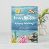 Farbenfroh unter dem Meer Geburtstag Einladung (Stehend Vorderseite)