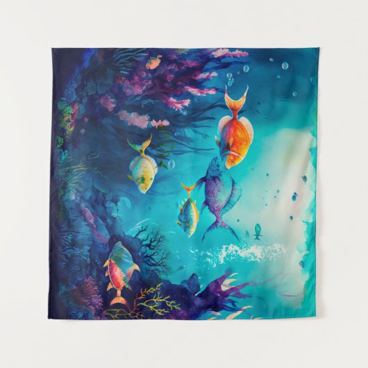Farbenfroh unter dem Meer Wandteppich (Vorderseite (Horizontal))
