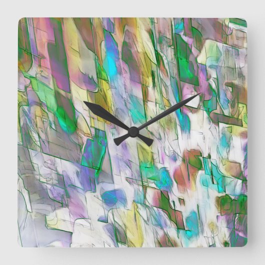 Farbenfroh verblasst, undurchsichtig versus satini quadratische wanduhr (Vorderseite)