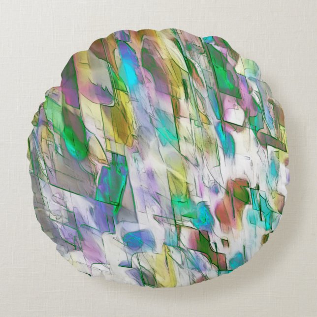 Farbenfroh verblasst, undurchsichtig versus satini rundes kissen (Vorderseite)