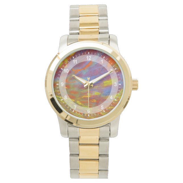 Farbenfroh versteinertes Holz nah-up Armbanduhr (Vorderseite)