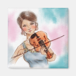 Farbenfroh Vintag zeichnend Platz Magnet - Violine
