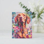 farbenfroh Vizsla Postkarte (Stehend Vorderseite)