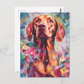 farbenfroh Vizsla Postkarte (Vorne/Hinten)
