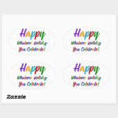 Farbenfroh, was auch immer Sie feiern! Ovaler Aufkleber (Blatt)