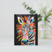 farbenfroh Zebra Graffiti Postkarte (Stehend Vorderseite)